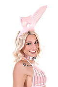 Christy White Fluffy Bunny istripper model